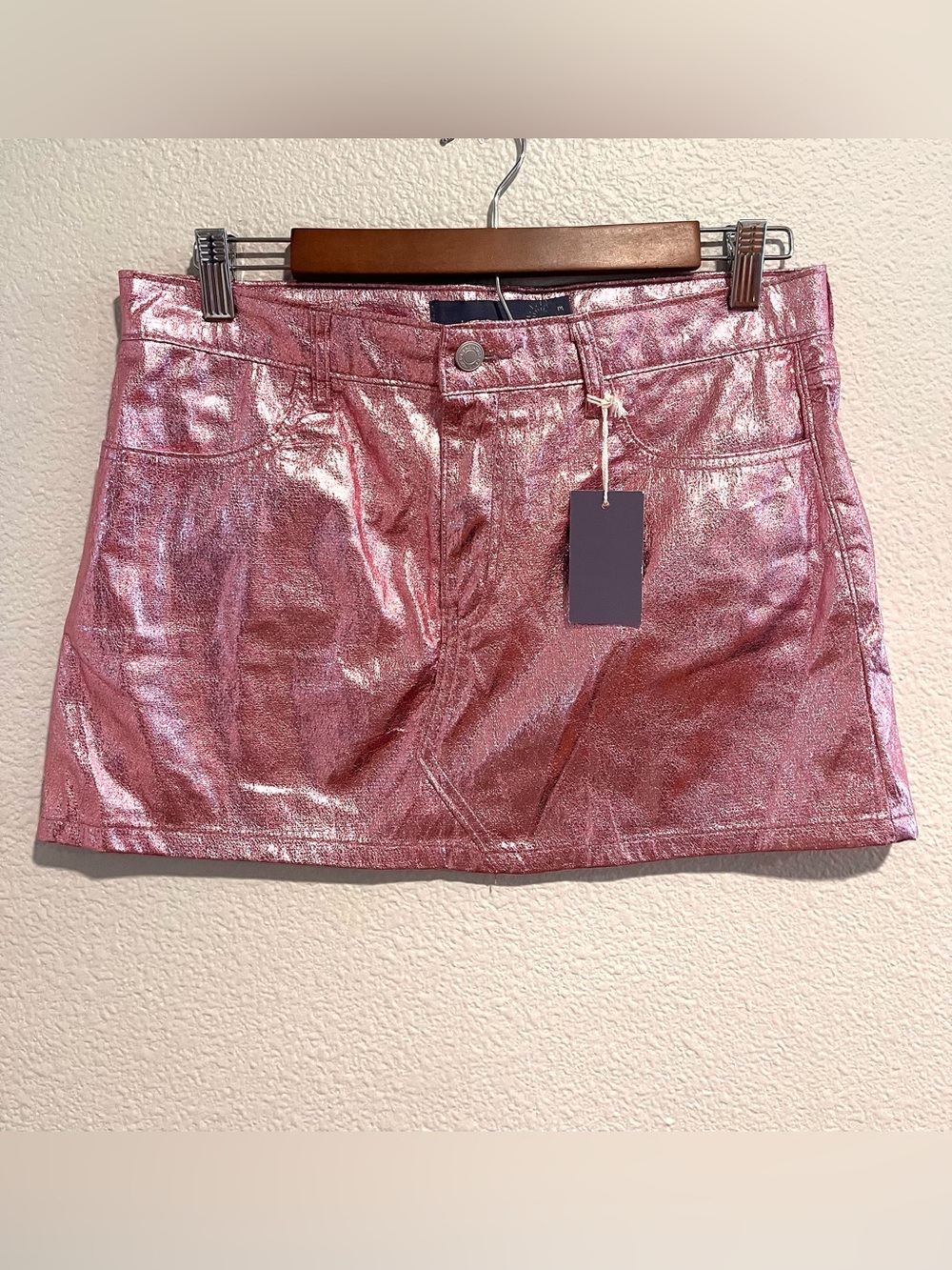 Indigo Rising Metallic Foil Pink Mini Skirt Size Medium Large